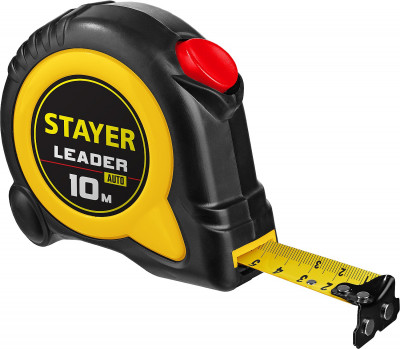 Stayer leader, 10 м х 25 мм, рулетка с автостопом, professional (3402-10-25)