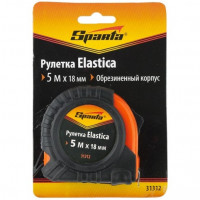 Рулетка elastica, 5 м х 18 мм, обрезиненный корпус// sparta