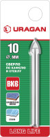 Uragan 10 мм, 2х кромка, цилиндр хвостовик, сверло по стеклу и кафелю (29830-10)