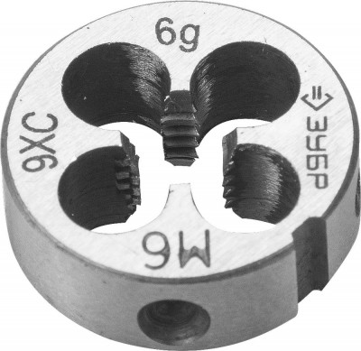 ЗУБР м6 x 1.0 мм, сталь 9хс, плашка круглая ручная (4-28022-06-1.0)