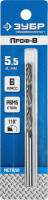 ЗУБР проф-в, 5.5 х 93 мм, сталь р6м5, класс в, сверло по металлу, профессионал (29621-5.5)