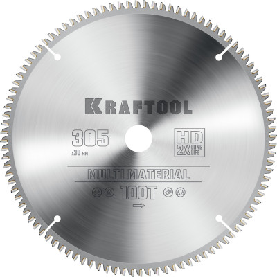 Kraftool multi material, 305 х 30 мм, 100т, пильный диск по алюминию (36953-305-30)