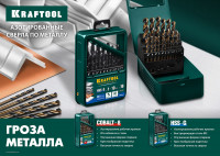 Kraftool cobalt-8, 9.5 х 125 мм, сталь м42, hss-co(8%), сверло по металлу (29656-9.5)