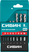 Сибин 8 шт: d 3-4-5-6-7-8-9-10 мм, набор сверл по бетону (29112-h8)