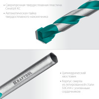 Kraftool keramo, 6 х 100 мм, тв.сплав кс, сверло по керамограниту (29175-100-6)