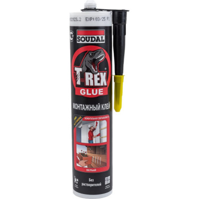 SOUDAL T-REX Монтажный клей МОМЕНТАЛЬНАЯ СХВАТЫВАЕМОСТЬ 380г. Белый RED old 134923