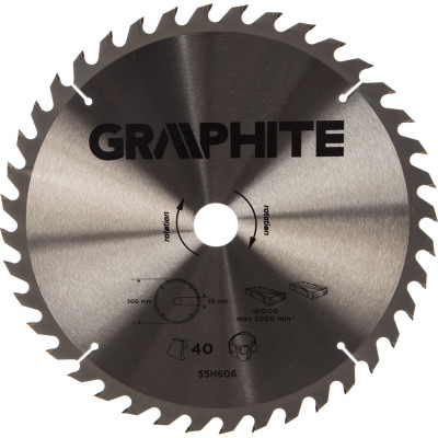 GRAPHITE Диск отрезной 300x30 мм, 40 зубьев 55H606