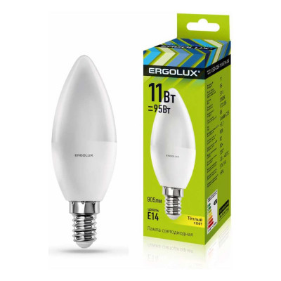 Светодиодная лампа Ergolux LED-C35-11W-E14-3K Свеча 13618