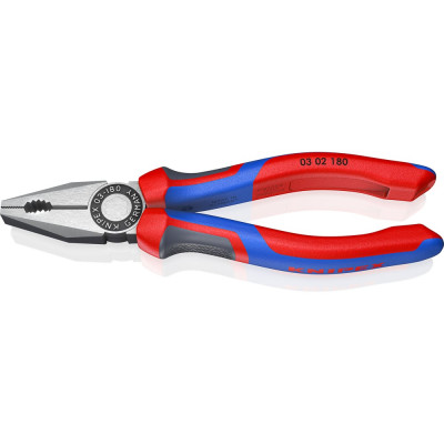 Knipex Плоскогубцы комбинированные, 180 мм, фосфатированные, 3-комп ручки KN-0302180