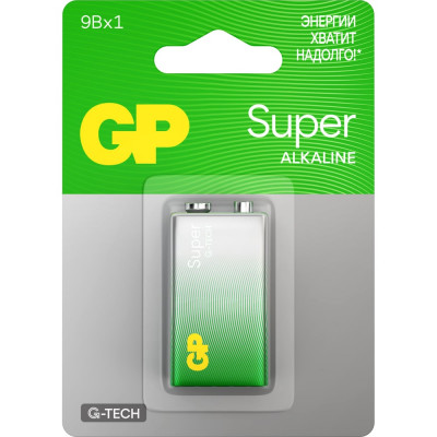 GP Батарейка крона 9V / 6LR61 алкалиновая щелочная Super Alkaline, 1 шт (1604AA21-BC1) 15783871