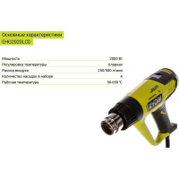 Ryobi Промышленный фен с LCD дисплеем 2000 Вт EHG2020LCD 5133001730