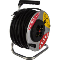 Силовой удлинитель на металлической катушке LUX К4-Е-50 50м 4 розетки с з/к 45150 4606400419471