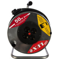 Силовой удлинитель на металлической катушке LUX К4-Е-50 50м 4 розетки с з/к 45150 4606400419471