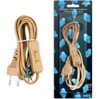 Проходной клавишный выключатель duwi  REV 2,5А с проводом и евровилкой, 1.9м, 24516 2