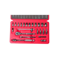 Набор шестигранных торцевых головок и насадок 1/4" 5/32"-1/2", Т20-Т40 в кейсе 23шт JTC-H223S