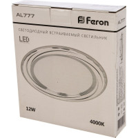Встраиваемый светодиодный светильник 12W 4000K белый Feron AL777 28683
