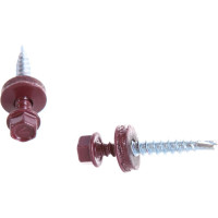 Кровельный саморез Tech-Krep КР сверло 4,8х35 RAL-3005 винно-красный 60 шт, коробка с окном 125552