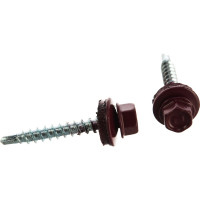 Кровельный саморез Tech-Krep КР сверло 4,8х35 RAL-3005 винно-красный 60 шт, коробка с окном 125552