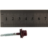 Кровельный саморез Tech-Krep КР сверло 4,8х35 RAL-3005 винно-красный 60 шт, коробка с окном 125552