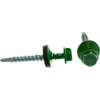 Кровельный саморез Tech-Krep КР сверло 4,8х35 RAL-6002 зелёный 60 шт, коробка с окном 112033