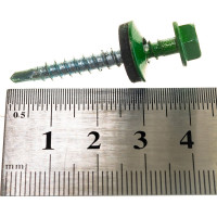 Кровельный саморез Tech-Krep КР сверло 4,8х35 RAL-6002 зелёный 60 шт, коробка с окном 112033