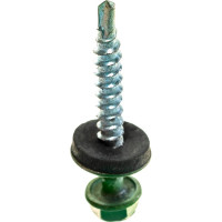 Кровельный саморез Tech-Krep КР сверло 4,8х35 RAL-6002 зелёный 60 шт, коробка с окном 112033