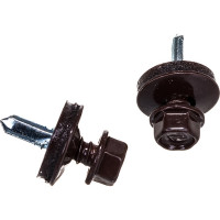 Кровельный саморез Tech-Krep КР сверло 5,5х19 RAL-8017 шоколадно-коричневый, 60 шт, коробка с окном 125702