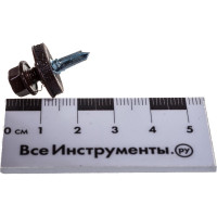 Кровельный саморез Tech-Krep КР сверло 5,5х19 RAL-8017 шоколадно-коричневый, 60 шт, коробка с окном 125702