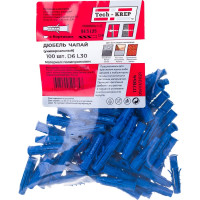 Распорный дюбель Чапай 6х30 шипы+усы, полипропилен 100шт - пакет Tech-Krep 117854