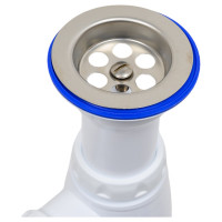 Сифон для умывальника Unicorn 1.1/2"х40, литой нержавеющий выпуск, винт 80 мм, с универсальной гибкой трубой, 40х40/50 A120 ИС.110312 533250