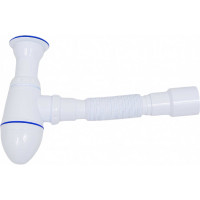 Сифон для умывальника Unicorn 1.1/2"х40, литой нержавеющий выпуск, винт 80 мм, с универсальной гибкой трубой, 40х40/50 A120 ИС.110312 533250