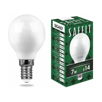 Светодиодная лампа SAFFIT SBG4507 Шарик E14 7W 4000K 55035