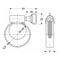Обжимной хомут из нержавеющей стали MasterProf 25-40 мм, бабочка ИС.140093