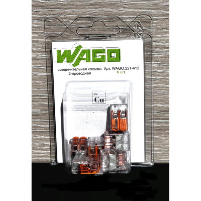 Соединительная 2-х проводная клемма WAGO 221-412 6 шт 2560