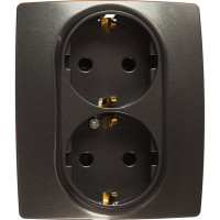 Розетка ЭРА 2X2P+E Schuko со шторками 16A-250В IP20 графит Б0019331