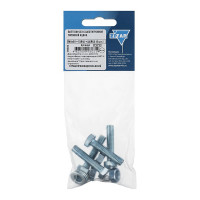 Болт с шестигранной головкой DIN933 оцинкованный М8x30 мм, в комплекте с гайкой и шайбой, 4 шт в пакете Zitar 112722