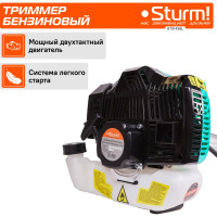 Бензотриммер 43 см3, диск/леска Sturm BT9143BL