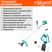 Бензотриммер 43 см3, диск/леска Sturm BT9143BL