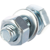 Болт Tech-Krep DIN933 с шестигранной головкой, оцинкованный М10х25 + гайка + шайба 2 шт - пакет 136916