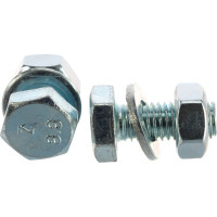 Болт Tech-Krep DIN933 с шестигранной головкой, оцинкованный М10х25 + гайка + шайба 2 шт - пакет 136916