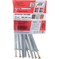 Дюбель-гвоздь Tech-Krep 6х80 потайная манжета, полипропилен 10 шт - пакет 103903