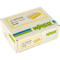 Соединительная клемма для быстрого монтажа WAGO 2273-245 5-ти проводная, 0,5-2,5 кв.мм, 450В, 24А, с пастой, 100 шт 2688