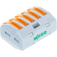 Соединительная клемма с рычажком WAGO 222-415 5-ти проводная, 0,08-2,5 кв.мм, 400В, 32А, без пасты, 40 шт. 2652