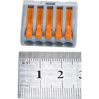 Соединительная клемма с рычажком WAGO 222-415 5-ти проводная, 0,08-2,5 кв.мм, 400В, 32А, без пасты, 40 шт. 2652