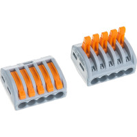 Соединительная клемма с рычажком WAGO 222-415 5-ти проводная, 0,08-2,5 кв.мм, 400В, 32А, без пасты, 40 шт. 2652