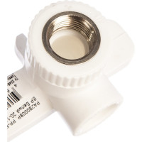 Комбинированный двойной угольник с креплением PRO AQUA PP-R ВР белый, 20 мм, 1/2" PA280008Pb