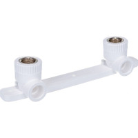 Комбинированный двойной угольник с креплением PRO AQUA PP-R ВР белый, 20 мм, 1/2" PA280008Pb