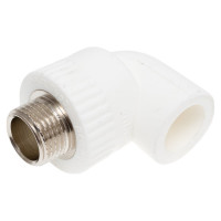 Комбинированный угольник PRO AQUA PP-R НР белый, 20 мм, 1/2" PA27008Pb