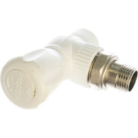 Угловой шаровой кран для радиатора PRO AQUA PP-R белый d-20 мм 1/2" PA42108b