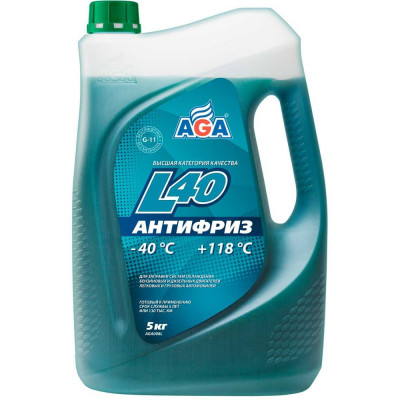 Антифриз сине-зеленый G11 AGA 5 кг, -40С+118С, готовый к применению AGA008L
